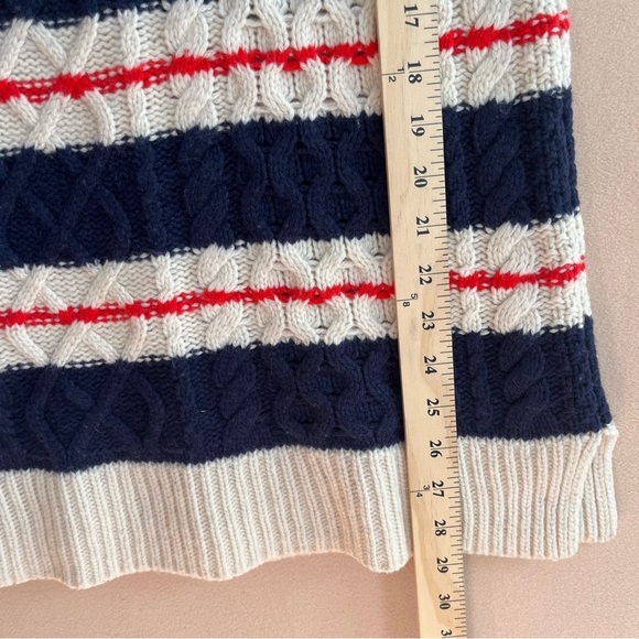 JCrew Chunky Preppy Gabby Striped Cable Knit Merino Wool Blend Sweater in Small - Picture 15 of 16